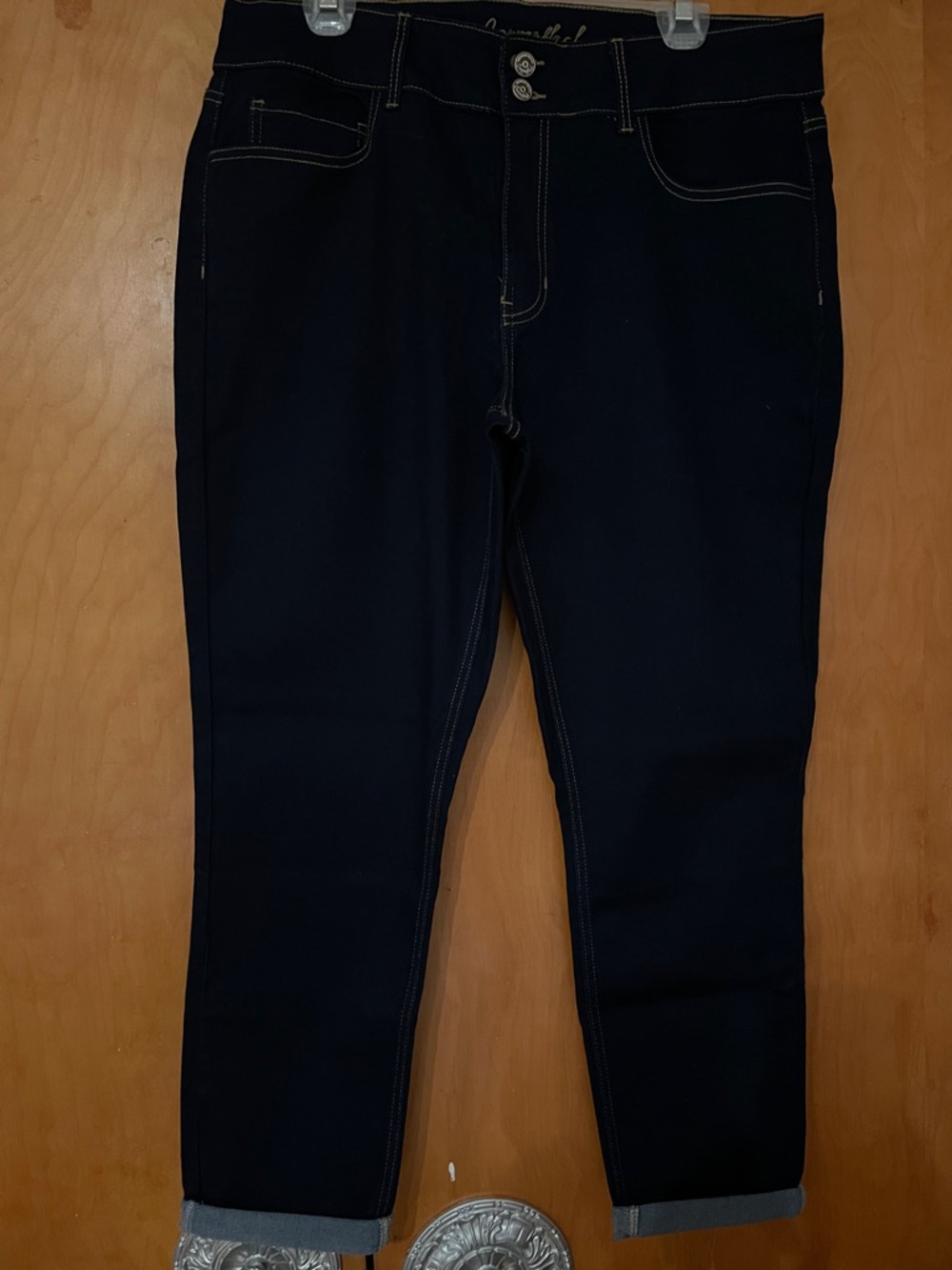 Copperflash ankle skinny dark navy jeans for curvy plus size.